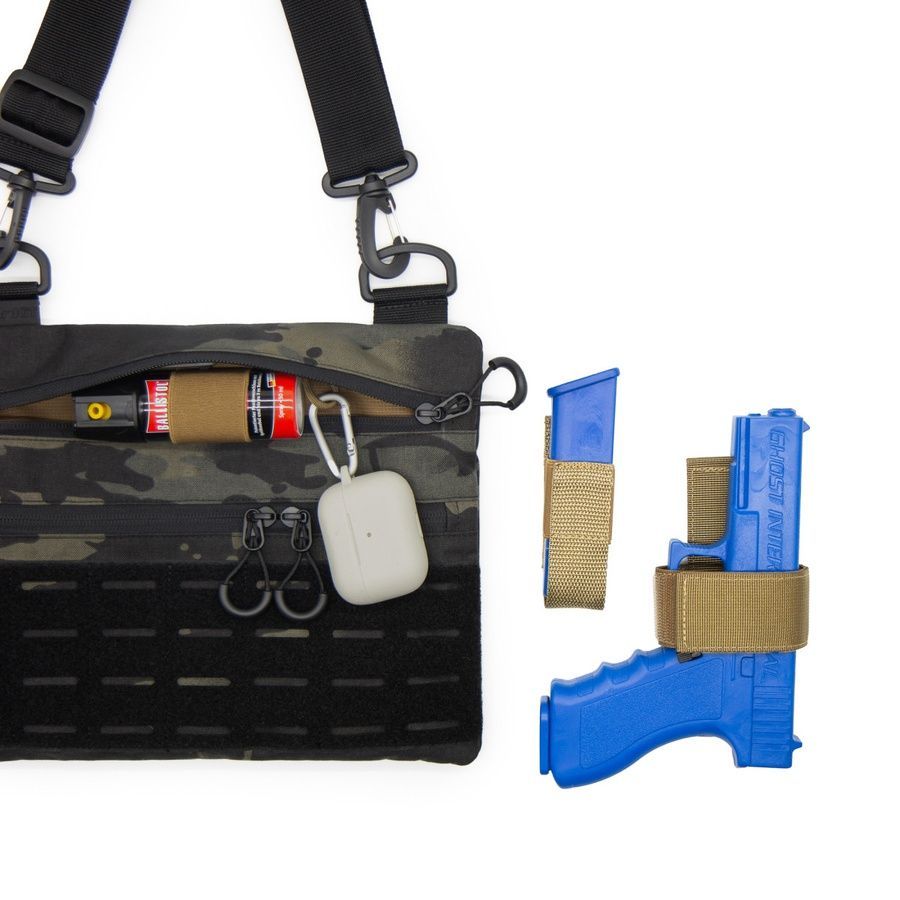 Тактична сумка через плече з патч панеллю для шевронів Cordura Multicam Black HardKit RoKit M фото