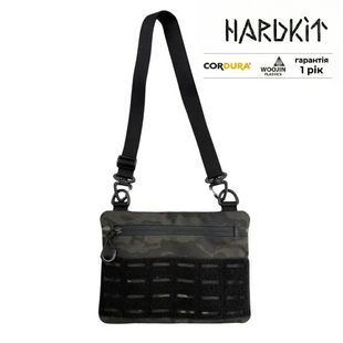 Тактична сумка через плече з патч панеллю для шевронів Cordura Multicam Black HardKit RoKit S фото
