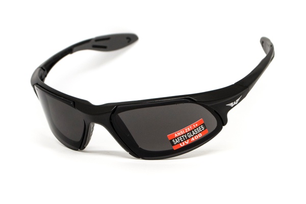 Захисні окуляри відкриті Global Vision Code-8 (gray), сірі у чорній матовій оправі фото