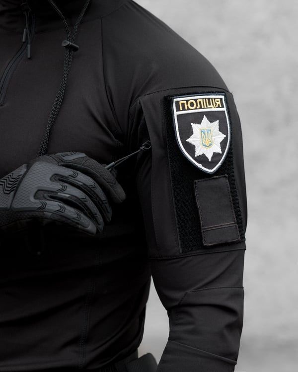Демісезонний військовий комплект (Сорочка Тактична чоловіча Combat Чорний, ТактичНА БЕЙСБОЛКА Military Чорний, Штани карго AGGRESSIVE Чорний, Рукавиці тактичні Protective Чорний, НАГРУДНА СУМКА Tactic Чорний, Рюкзак Тактичний BEZET фото