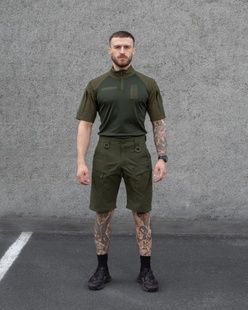 Демисезонный военный комплект (футболка тактическая боева Combat хаки, брюки-трансформеры adventurepro хаки) BEZET фото
