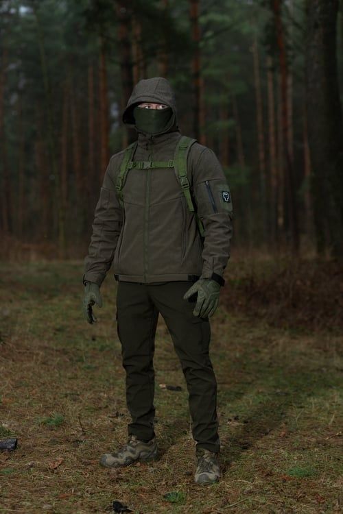 Демисезонный военный комплект (Перчатки тактические Protective хаки, Брюки карго тактические Basic хаки, Куртка Omega хаки, Рюкзак тактический Soldier хаки, Баф хаки) BEZET фото