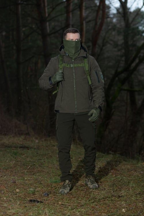 Демисезонный военный комплект (Перчатки тактические Protective хаки, Брюки карго тактические Basic хаки, Куртка Omega хаки, Рюкзак тактический Soldier хаки, Баф хаки) BEZET фото