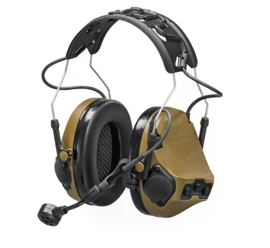 Активные наушники беспроводные 3M PELTOR ComTac VII (MT14H41A-300EU CY), coyote brown, вертикальные, с микрофоном фото