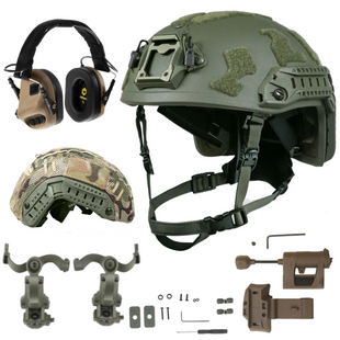Комплект "Buran Tactic" 4.0 со шлемом, кавером, наушниками, фонариком и креплением, SXE Group