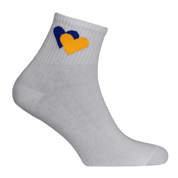 Шкарпетки Жовто-блакитні серця Сірі фото