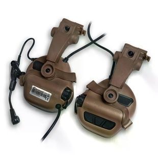Активні захисні навушники Earmor M32X PLUS (CB) Coyote з гарнітурою та кріпленням на шолом фото