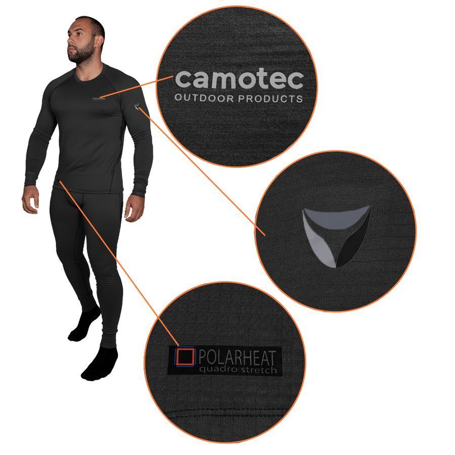 Мужское термобелье Polarheat quadro stretch черный Camotec фото