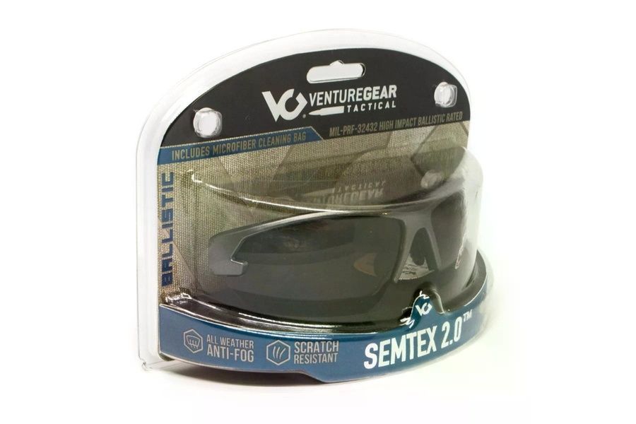 Защитные очки Venture Gear Tactical Semtex 2.0 Tan (Forest Gray) Anti-Fog, черно-зеленые в песочной оправе фото
