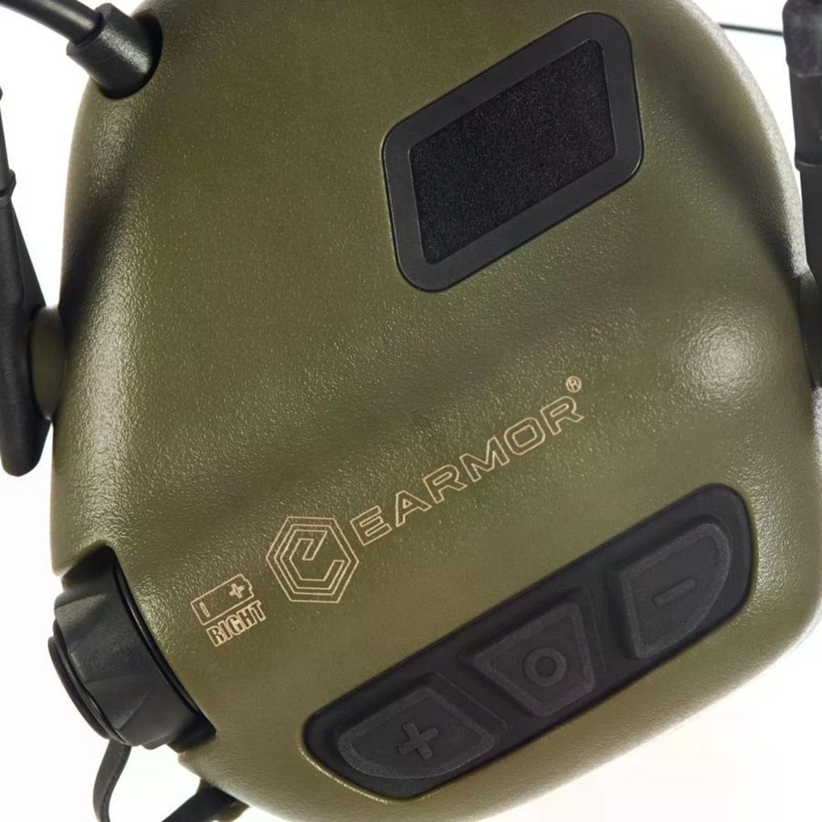 Активные защитные наушники Earmor M32X PLUS (FG) Olive с гарнитурой и креплением на шлем фото