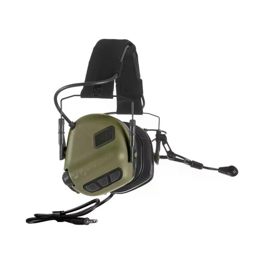 Активные защитные наушники Earmor M32X PLUS (FG) Olive с гарнитурой и креплением на шлем фото