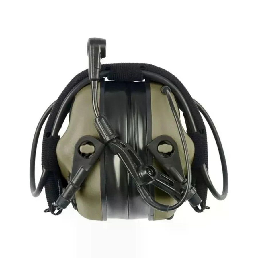 Активные защитные наушники Earmor M32X PLUS (FG) Olive с гарнитурой и креплением на шлем фото