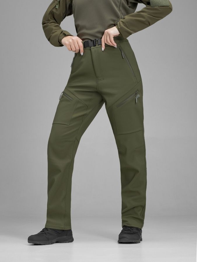 Штани карго тактичні жіночі Softshell BEZET Techwear хакі фото