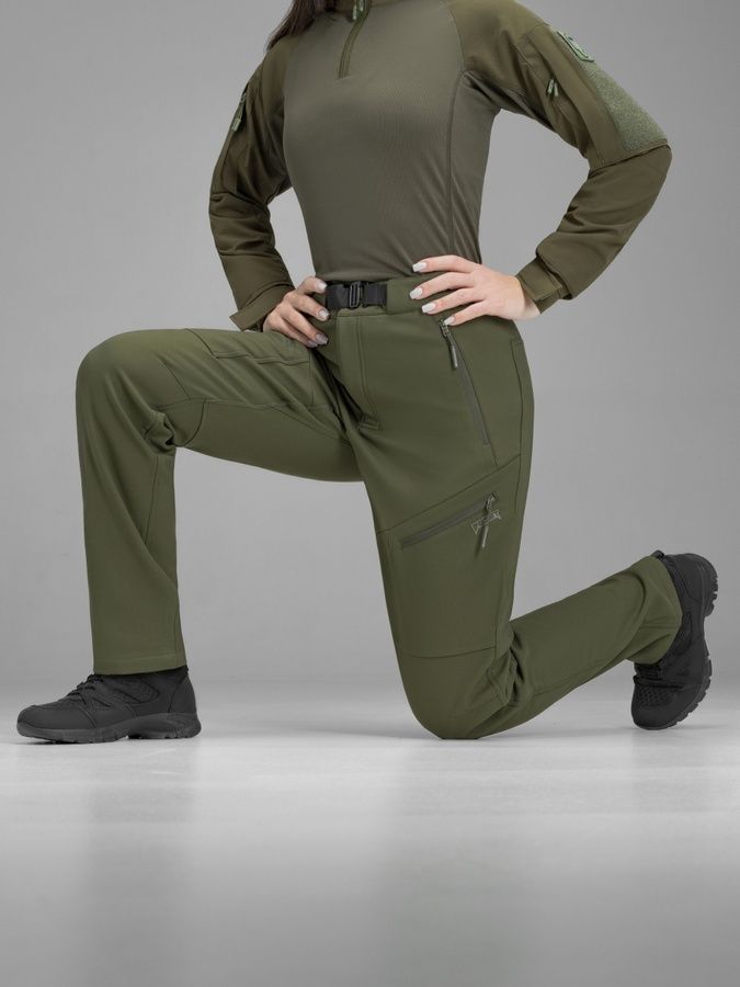 Штани карго тактичні жіночі Softshell BEZET Techwear хакі фото