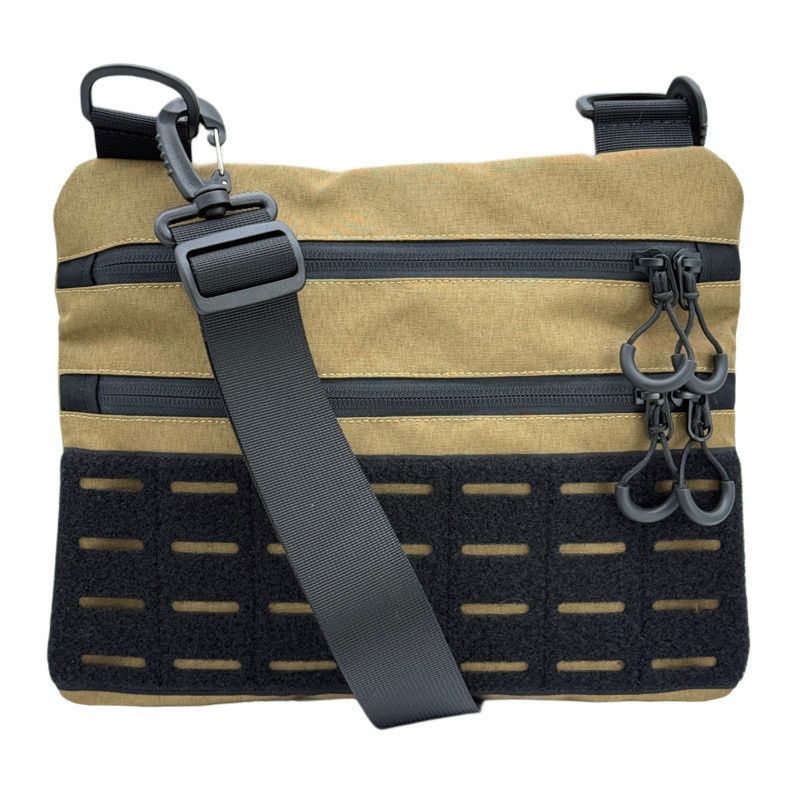 Тактическая мужская сумка через плечо RoKit Coyote Black M с MOLLE и панелью велкро фото