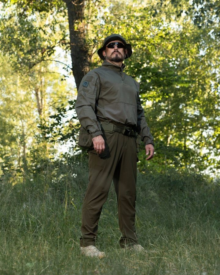 Демісезонний військовий комплект (Штани карго тактичні байрактар хакі, сорочка бойова fight 2.0 хакі) BEZET фото