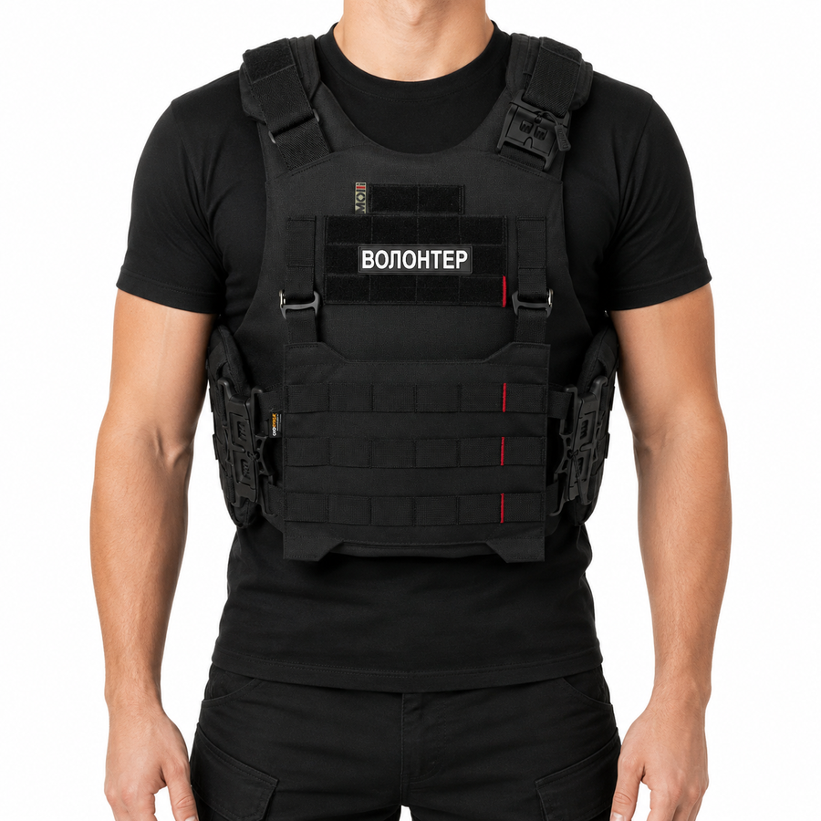Протиуламковий жилет для волонтерів для преси, EGIDA СPS (corset protection system), 1 або 2 класу ДСТУ та STANAG, чорний MOLLI фото