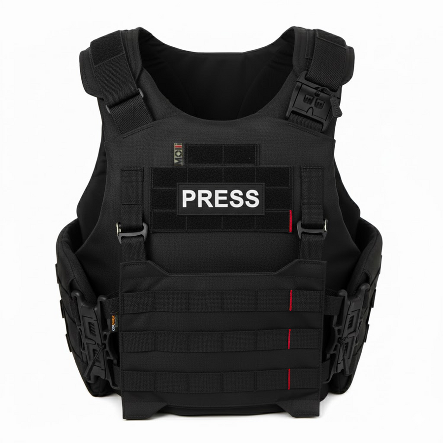 Протиуламковий жилет для волонтерів для преси, EGIDA СPS (corset protection system), 1 або 2 класу ДСТУ та STANAG, чорний MOLLI